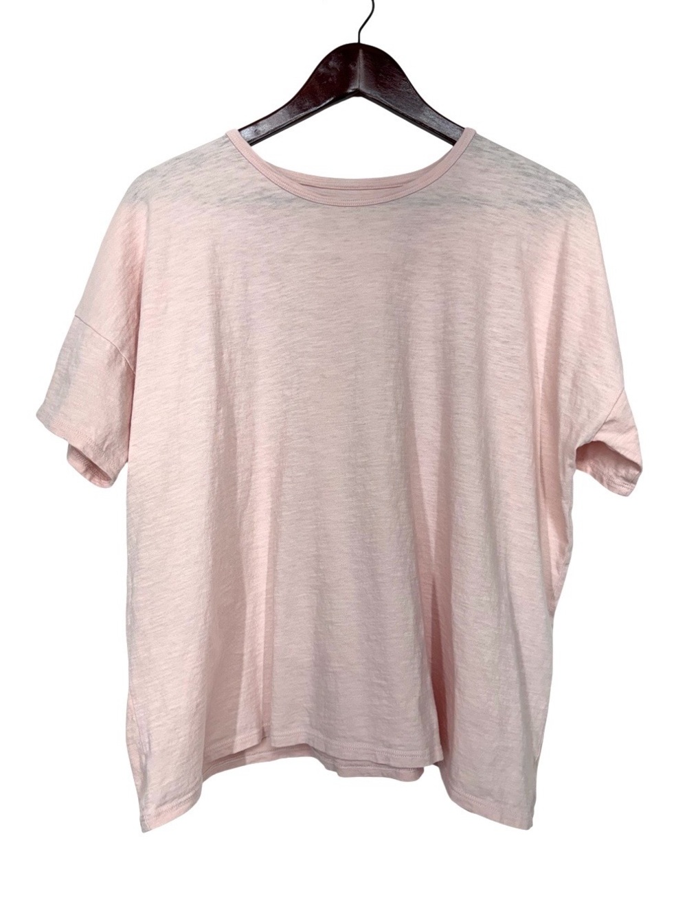 Eileen Fisher Oversized Blush Pale Pink Organic Cotton Crewneck Short Sleeve Tee